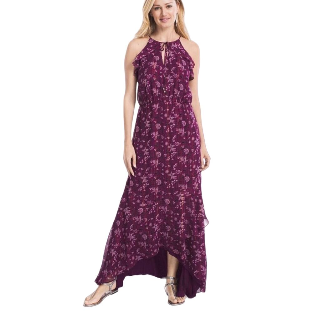 WHBM Purple Floral Maxi Dress 8